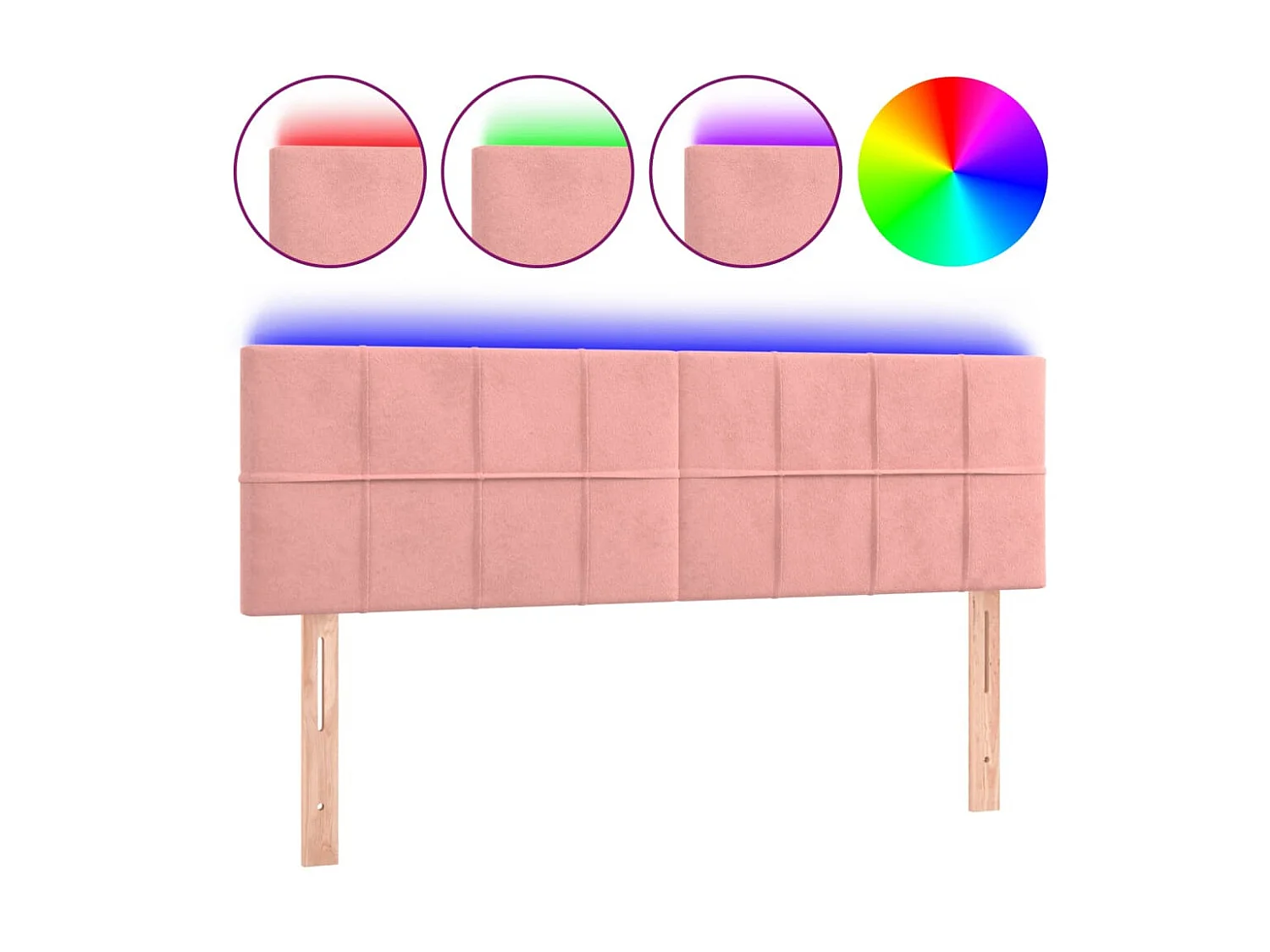 Hoofdbord LED 144x5x78/88 cm fluweel roze NL281311