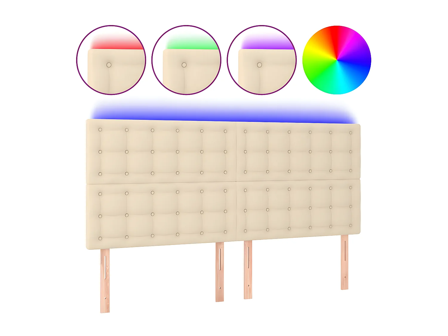 Tête de lit à LED Crème 180x5x118,128 cm Tissu LKC13623 BonneVie Meuble