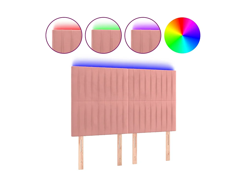 LED Kopfteil,Bettkopfteil Rosa 144x5x118/128 cm Samt -gkd640197