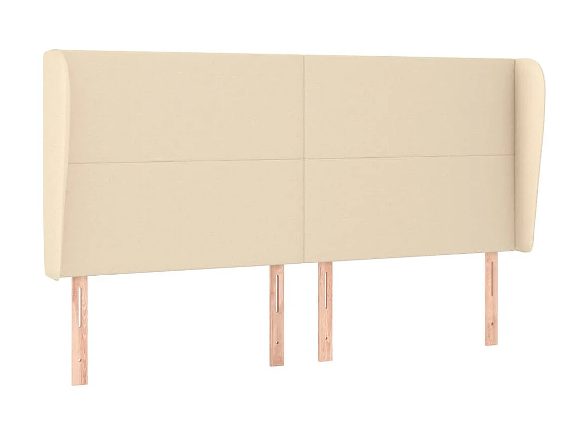 Tête de lit avec oreilles Crème 203x23x118/128 cm Tissu POI97517 BonneVie Meuble