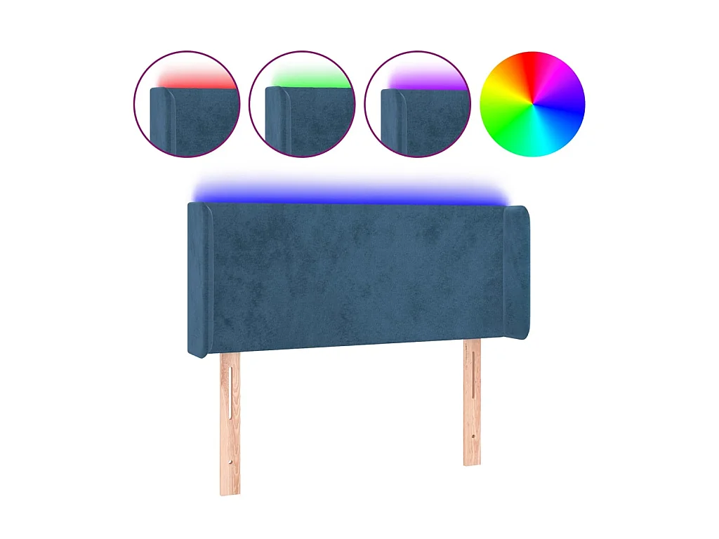 Tête de lit à LED Bleu foncé 93x16x78/88 cm Velours POI19472 BonneVie Meuble