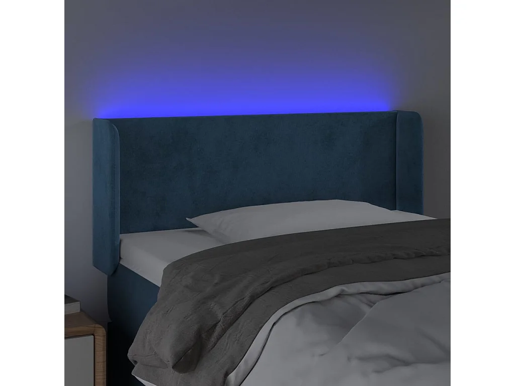 Tête de lit à LED Bleu foncé 93x16x78/88 cm Velours POI19472 BonneVie Meuble