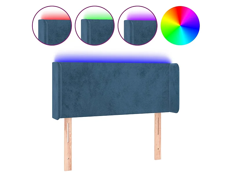 Tête de lit à LED Bleu foncé 93x16x78/88 cm Velours POI19472 BonneVie Meuble