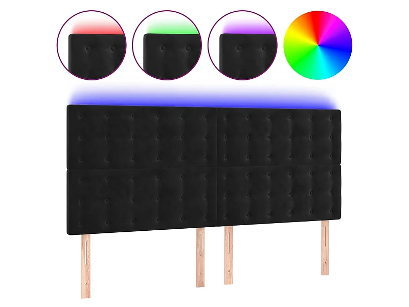 LED Kopfteil,Bettkopfteil Schwarz 160x5x118/128 cm Samt -gkd569133