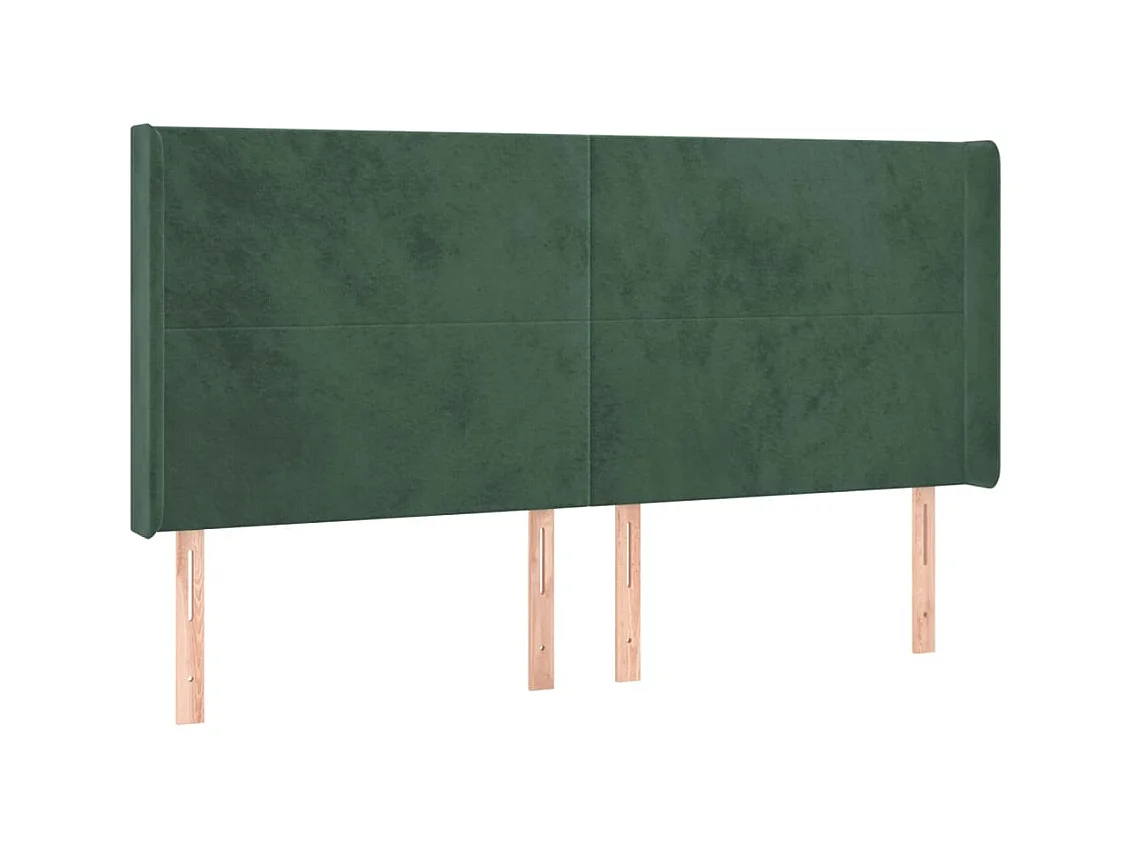 Tête de lit avec oreilles Vert foncé 163x16x118/128 cm Velours POI86199 BonneVie Meuble
