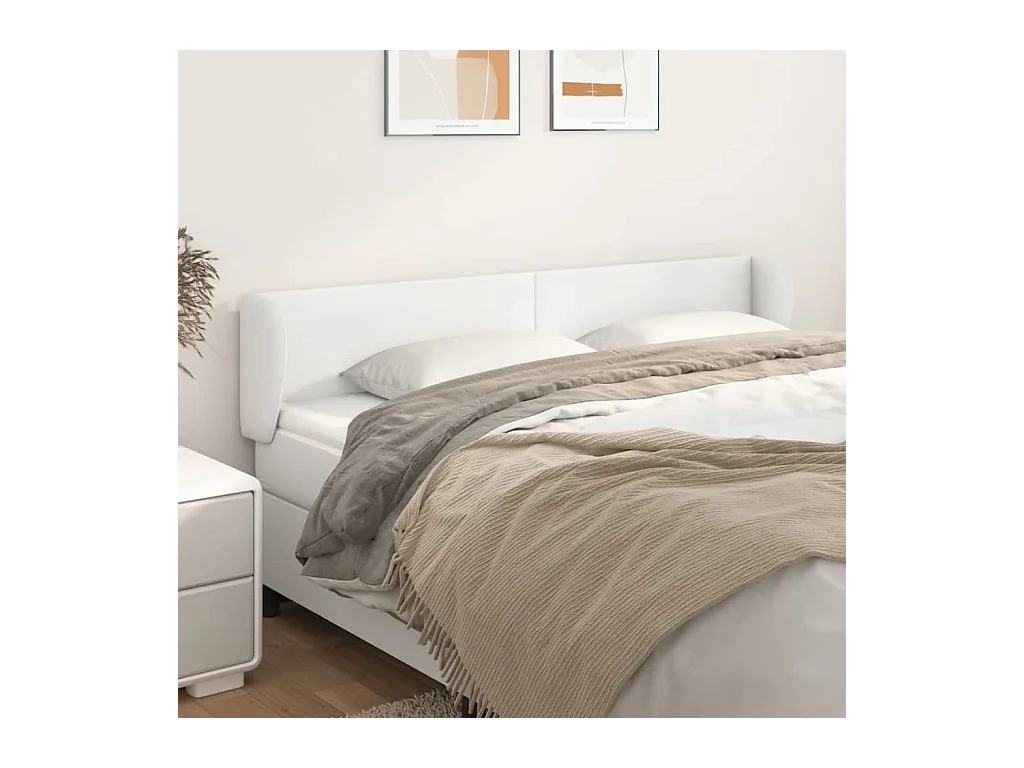 Kopfteil,Bettkopfteil mit Ohren Weiß 163x23x78/88 cm Kunstleder -gkd268132