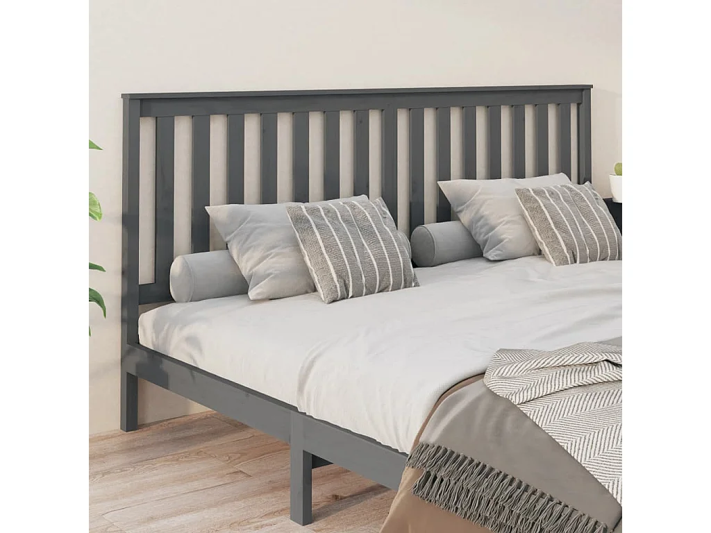 Tête de lit Gris 206x6x101 cm Bois massif de pin POI98194 BonneVie Meuble