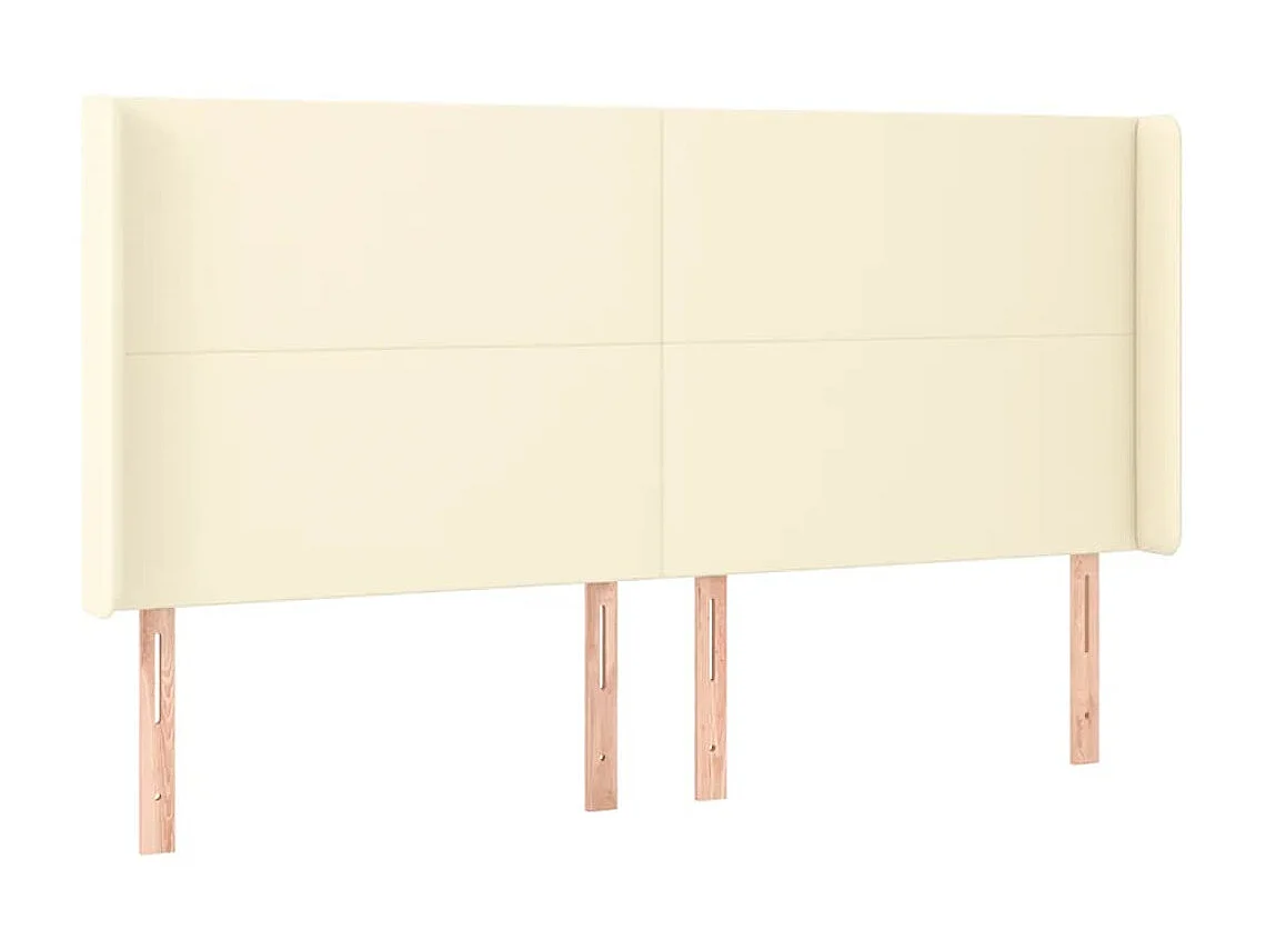 Tête de lit avec oreilles Crème 163x16x118/128 cm Similicuir POI85788 BonneVie Meuble