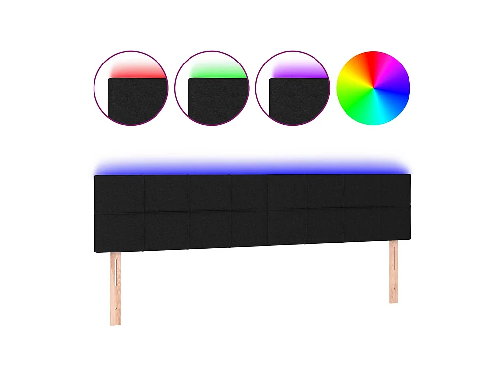 Tête de lit à LED Noir 180x5x78/88 cm Tissu  POI17694 BonneVie Meuble