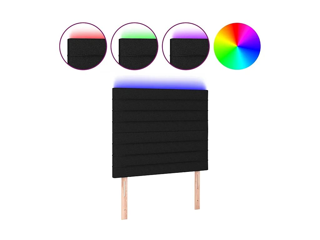 Tête de lit à LED Noir 80x5x118/128 cm Tissu POI56357 BonneVie Meuble