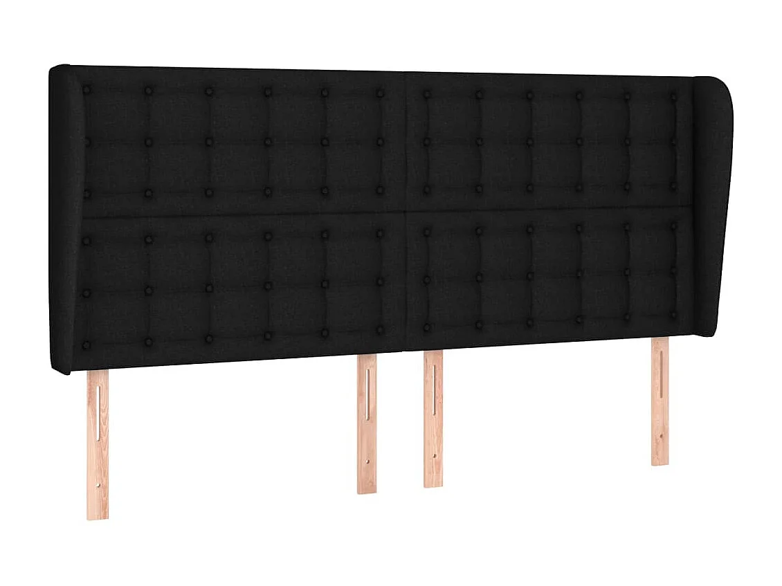 Tête de lit avec oreilles Noir 163x23x118,128 cm Tissu LKC96109 BonneVie Meuble