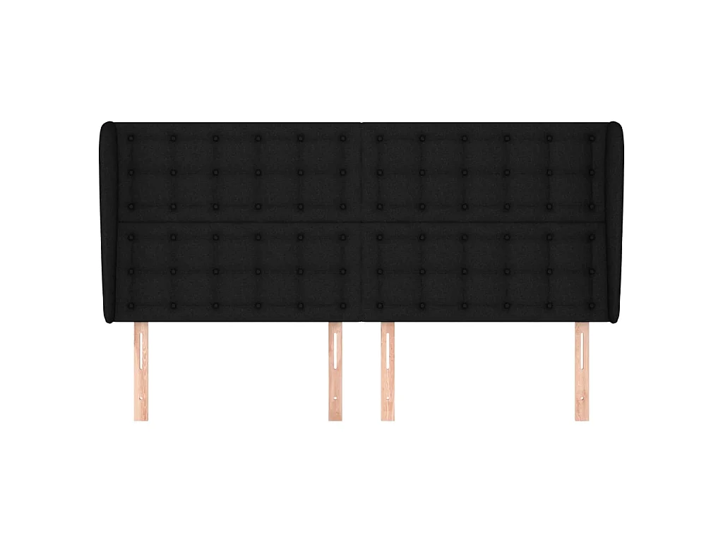 Tête de lit avec oreilles Noir 163x23x118,128 cm Tissu LKC96109 BonneVie Meuble