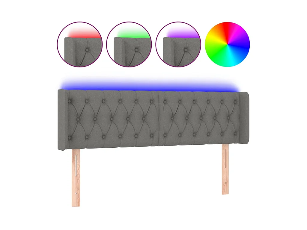 Testiera | Testata del letto a LED Grigio Scuro 163x16x78/88 cm in Tessuto