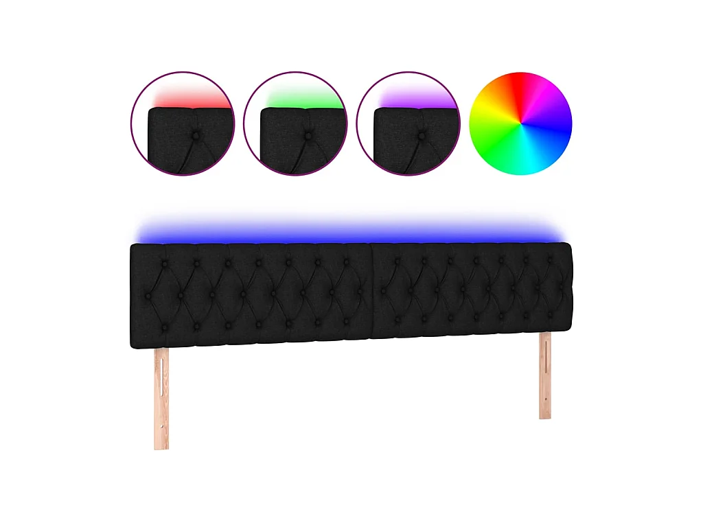 Tête de lit à LED Noir 180x7x78/88 cm Tissu POI25626 BonneVie Meuble