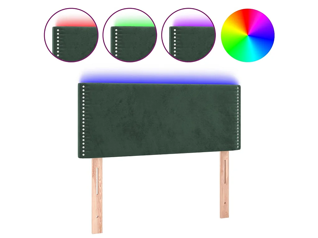 Tête de lit à LED Vert foncé 100x5x78/88 cm Velours POI12808 BonneVie Meuble
