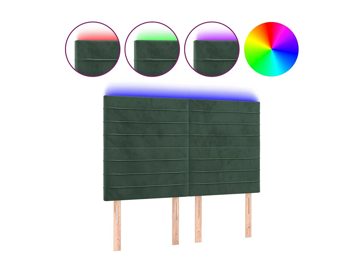 Tête de lit à LED Vert foncé 144x5x118/128 cm Velours POI95503 BonneVie Meuble