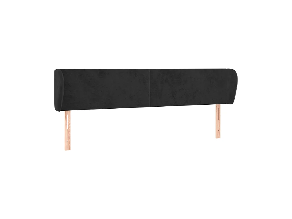 Testiera | Testata del letto ad Orecchio Nera 203x23x78/88 cm in Velluto