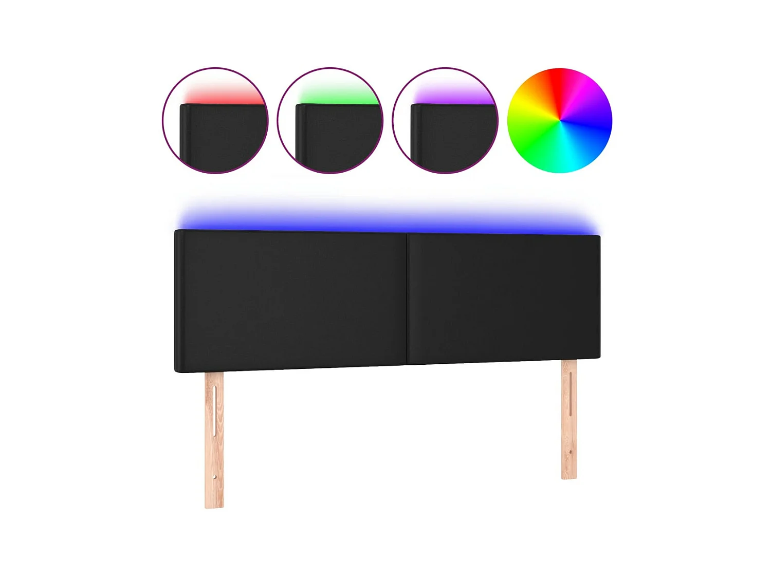 Tête de lit à LED Noir 144x5x78/88 cm Similicuir POI97685 BonneVie Meuble