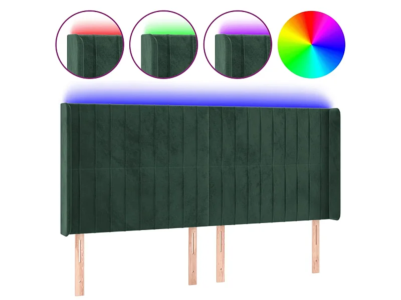 LED Kopfteil,Bettkopfteil Dunkelgrün 163x16x118/128 cm Samt -gkd345625