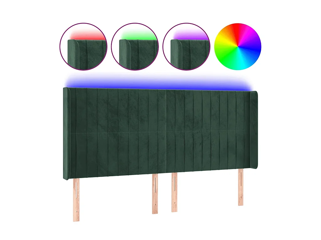 LED Kopfteil,Bettkopfteil Dunkelgrün 163x16x118/128 cm Samt -gkd345625