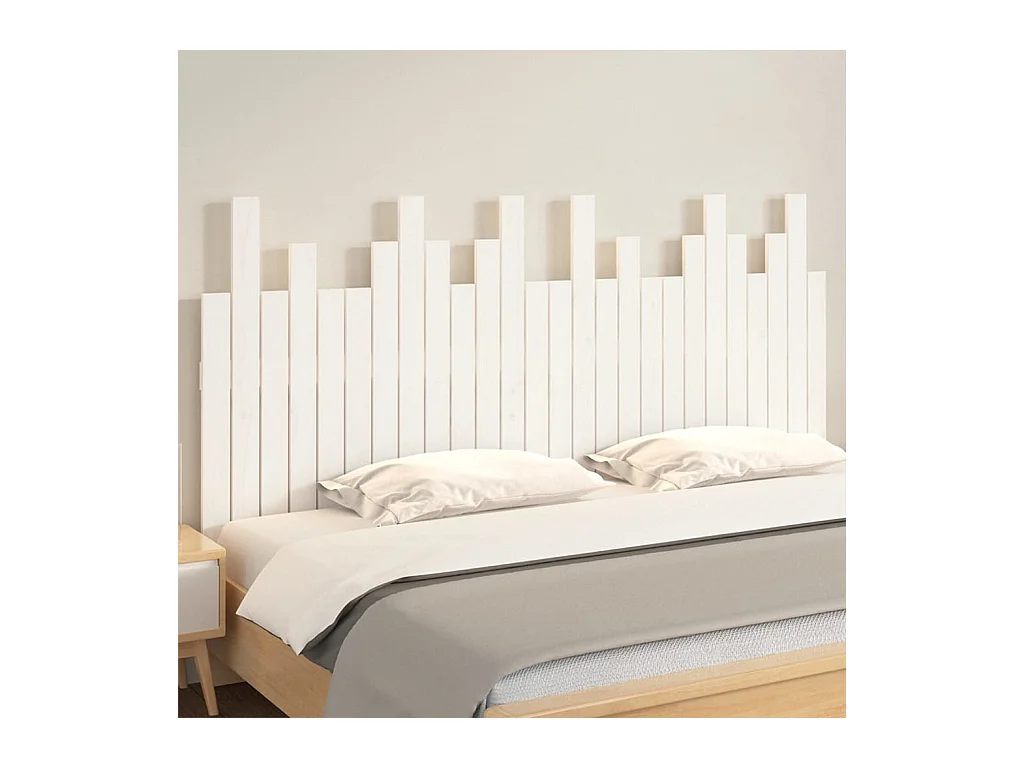 Tête de lit murale Blanc 166x3x80 cm Bois massif de pin POI80496 BonneVie Meuble