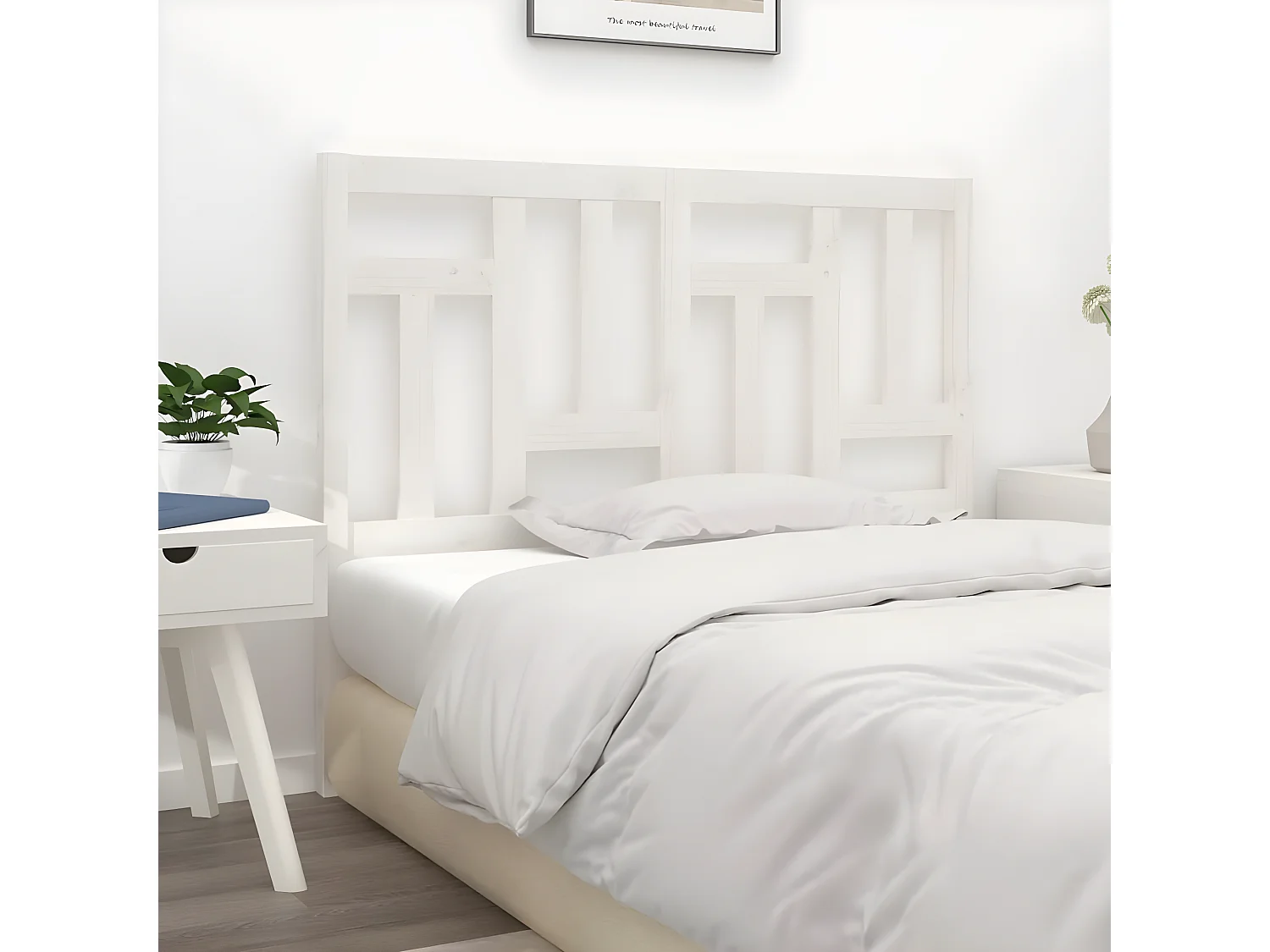 Cabeceira de cama 205,5x4x100 cm madeira de pinho maciça branco PT416593