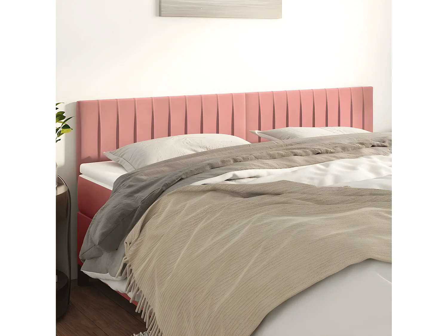 Cabeceira de cama 2 pcs veludo 100x5x78/88 cm rosa PT713460