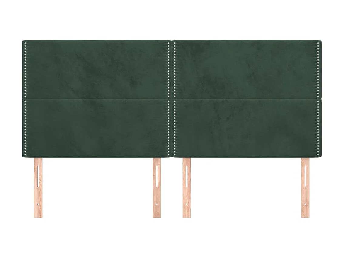 Hoofdborden 4 st 100x5x78/88 cm fluweel donkergroen NL175267