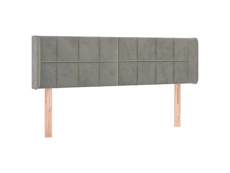 Tête de lit avec oreilles Gris clair 147x16x78/88 cm Velours POI37098 BonneVie Meuble