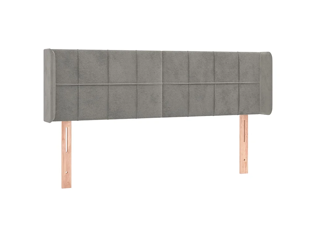 Tête de lit avec oreilles Gris clair 147x16x78/88 cm Velours POI37098 BonneVie Meuble