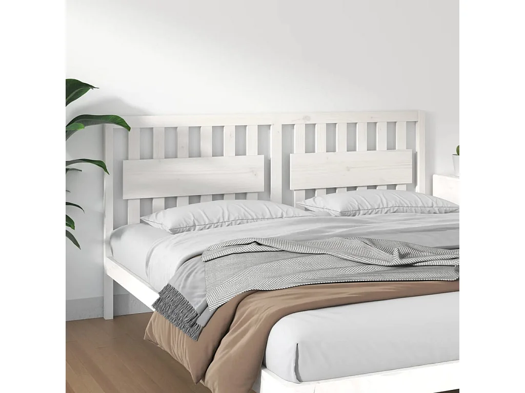 Cabeceira de cama 185,5x4x100 cm madeira de pinho maciça branco PT959326