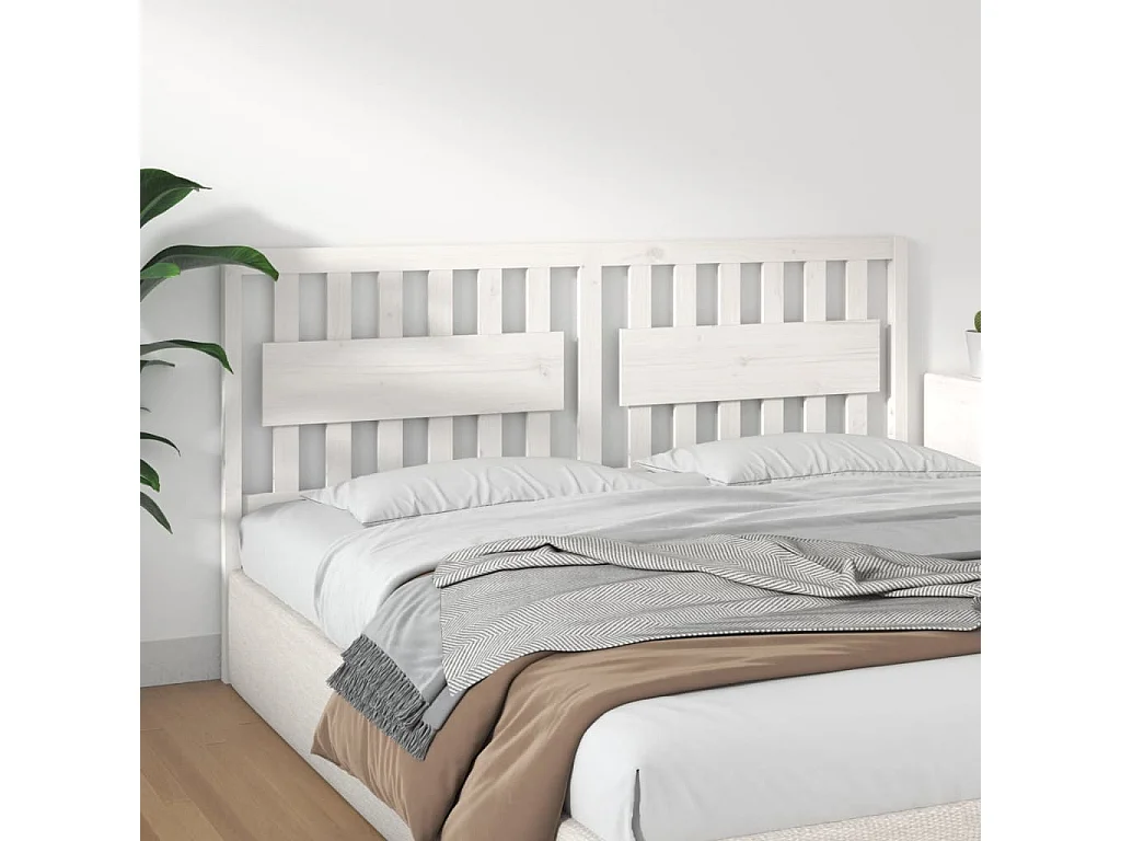 Tête de lit Blanc 185,5x4x100 cm Bois massif de pin POI32600 BonneVie Meuble