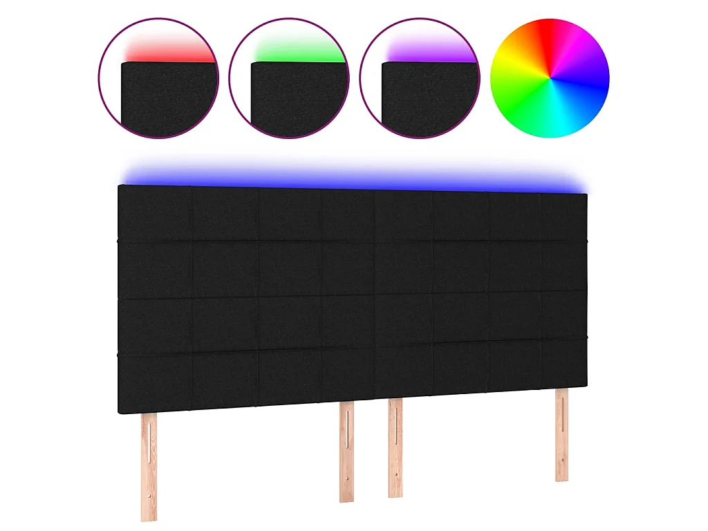 Tête de lit à LED Noir 160x5x118/128 cm Tissu POI10919 BonneVie Meuble