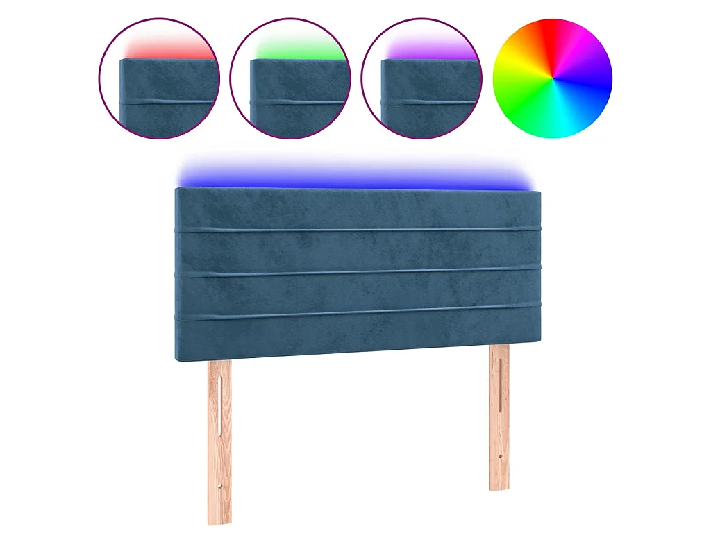 Cabeceira de cama c/ luzes LED veludo 90x5x78/88 cm azul-escuro PT903854