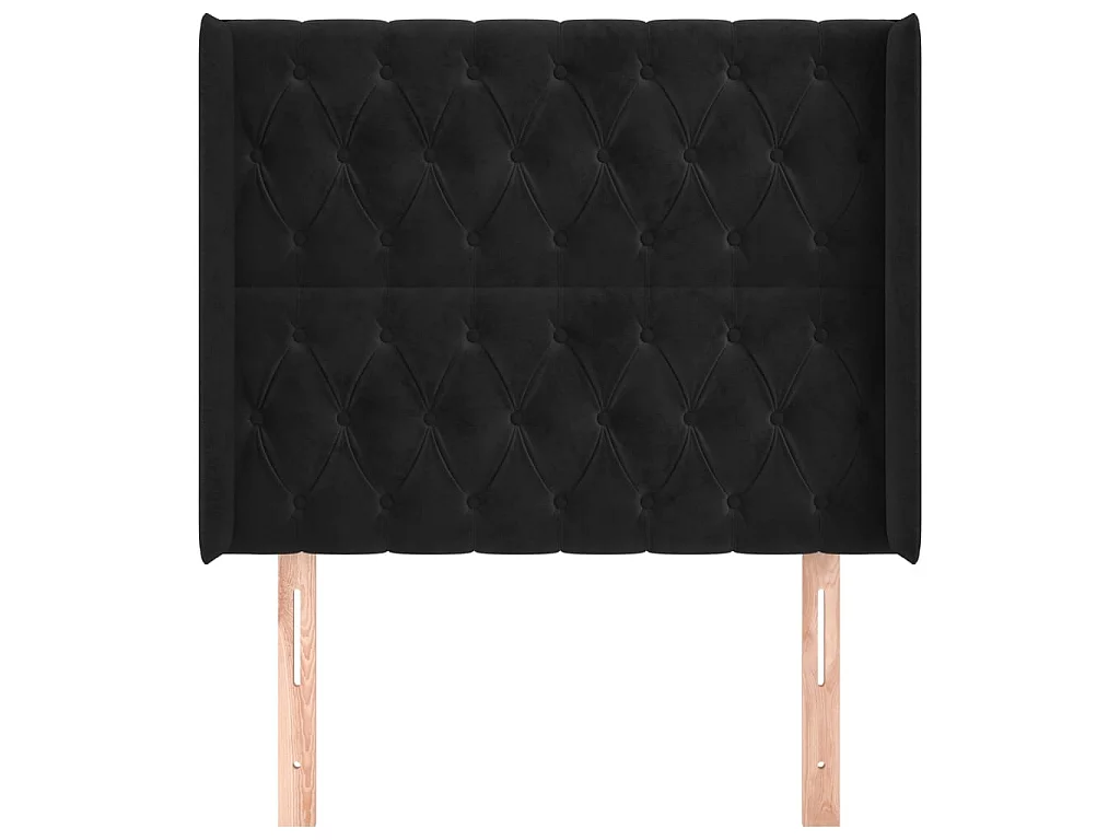 Cabeceira de cama c/ abas veludo 93x16x118/128 cm preto PT363468