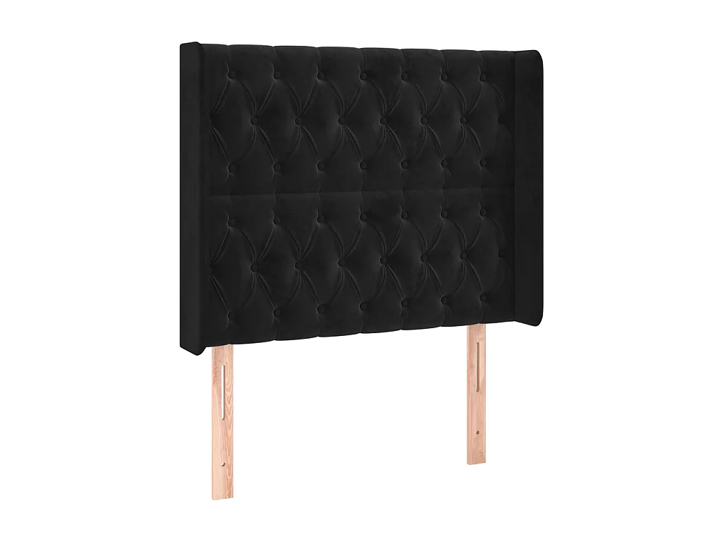 Tête de lit avec oreilles Noir 93x16x118,128 cm Velours LKC33345 BonneVie Meuble