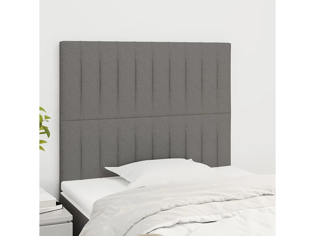Têtes de lit 2 pcs Gris foncé 100x5x78/88 cm Tissu POI26442 BonneVie Meuble