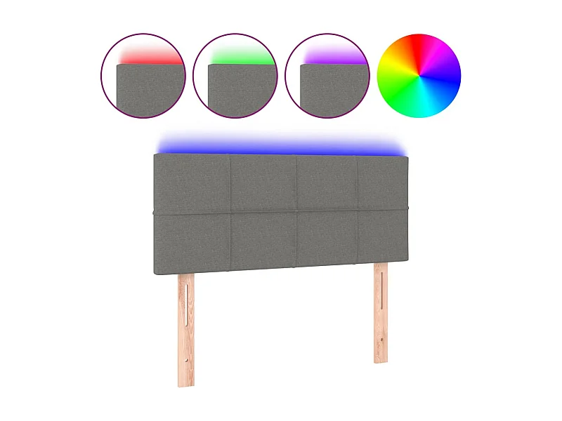 Cabeceira de cama c/luzes LED tecido 100x5x78/88cm cinza-escuro PT274795