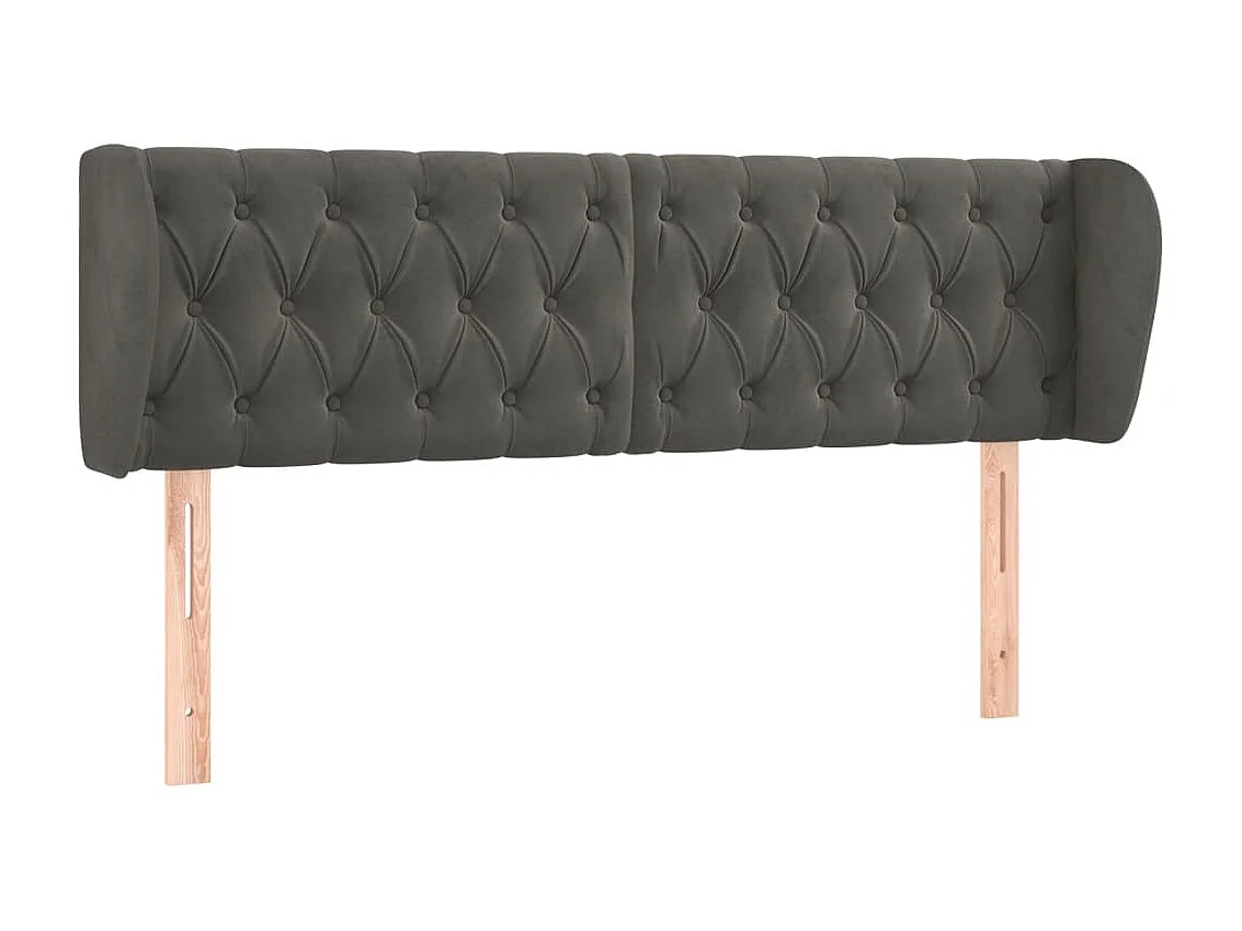 Tête de lit avec oreilles Gris foncé 147x23x78/88 cm Velours POI36468 BonneVie Meuble