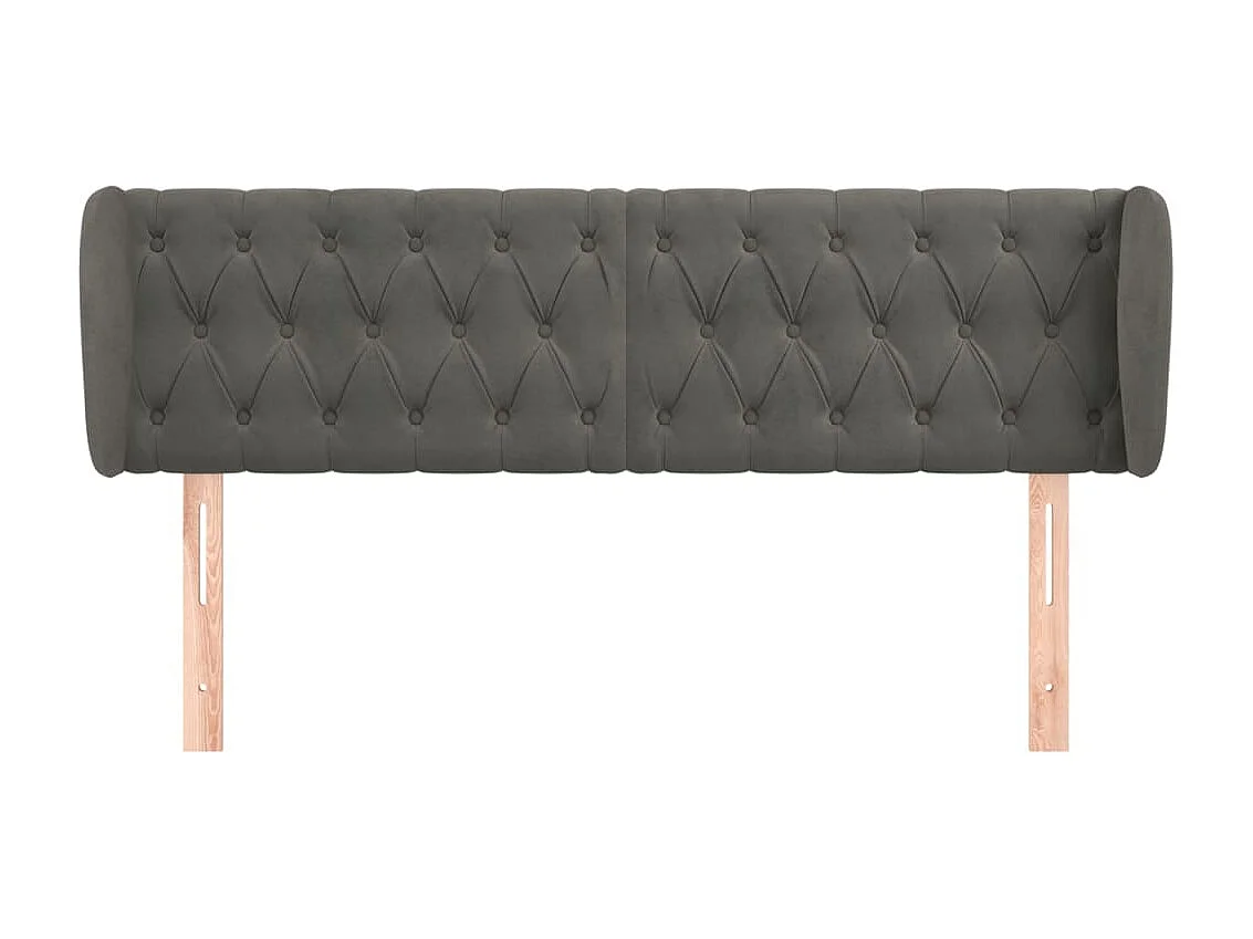 Tête de lit avec oreilles Gris foncé 147x23x78/88 cm Velours POI36468 BonneVie Meuble