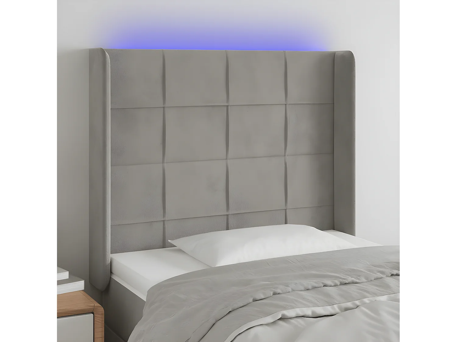 Tête de lit à LED Gris clair 83x16x118/128 cm Velours POI65459 BonneVie Meuble