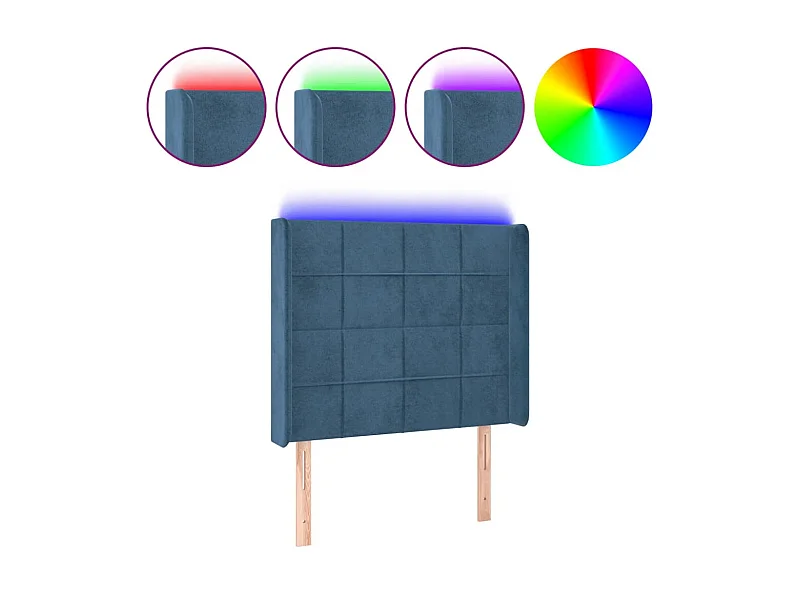 Hoofdbord LED 103x16x118/128 cm fluweel donkerblauw NL211807