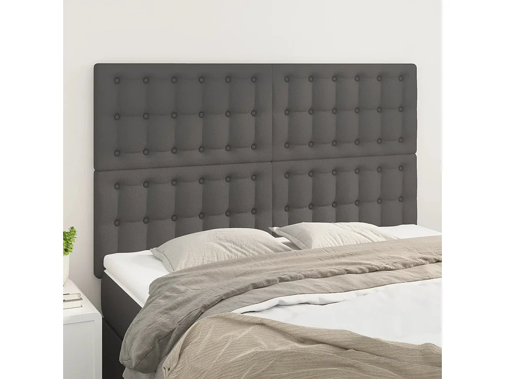 Cabeceros 4 unidades cuero sintético gris 72x5x78/88 cm ES55549