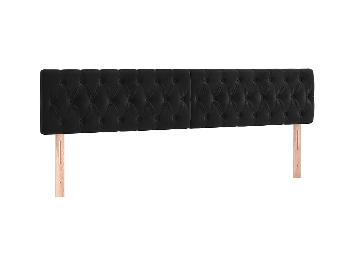 2 pcs Têtes de lit Noir 90x7x78/88 cm Velours PLO31211 BonneVie Meuble