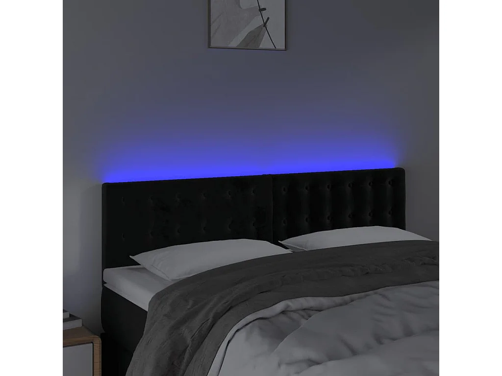 Tête de lit à LED Noir 144x5x78/88 cm Velours POI64306 BonneVie Meuble