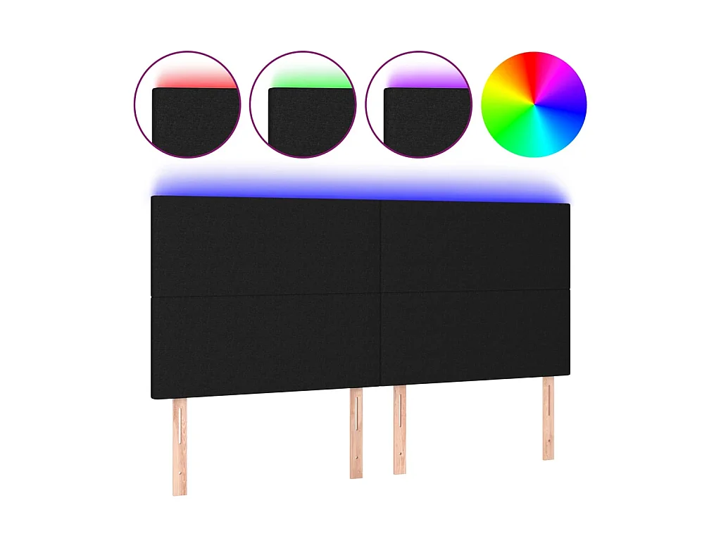 Tête de lit à LED Noir 160x5x118/128 cm Tissu POI83664 BonneVie Meuble