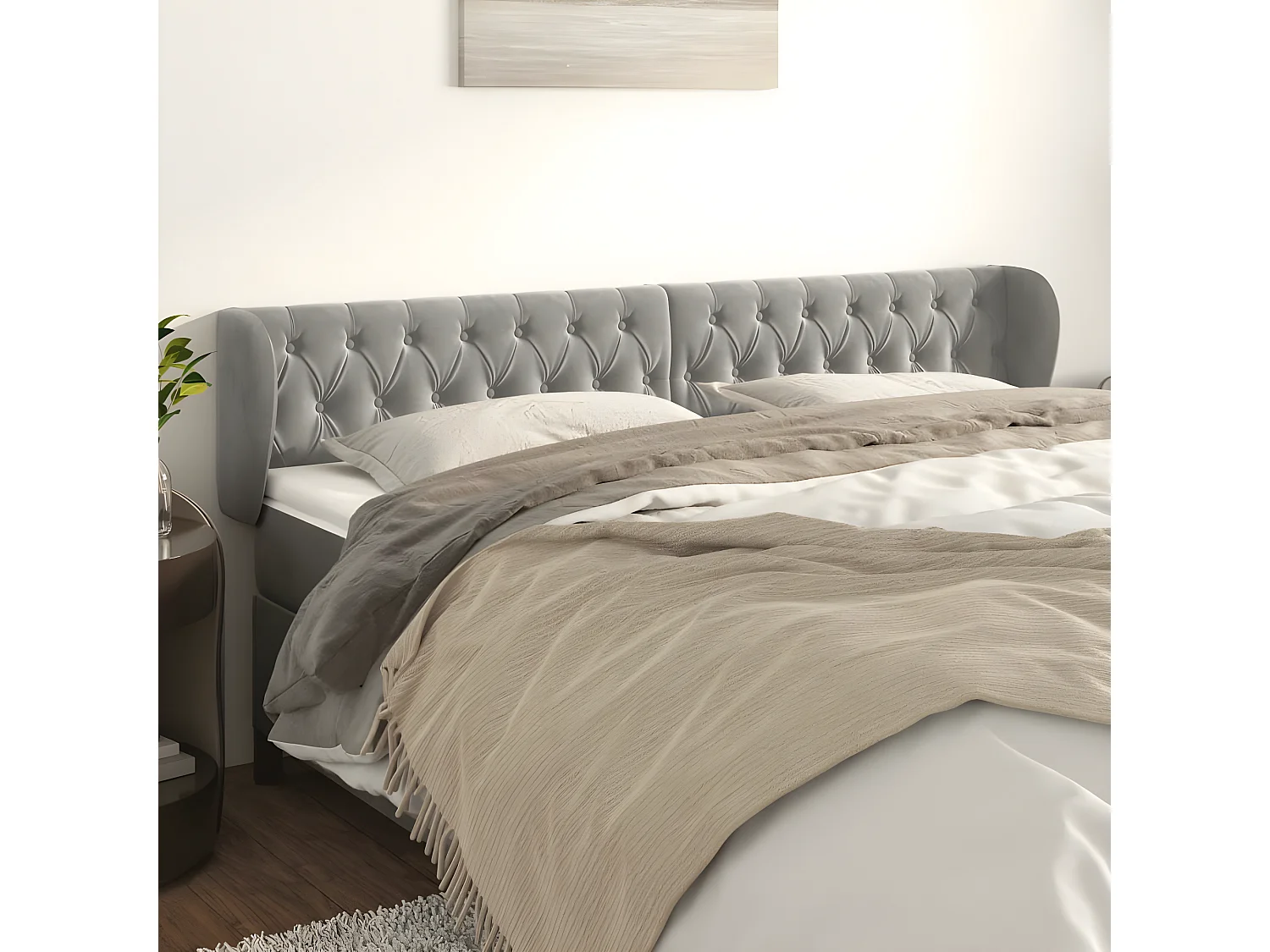 Tête de lit avec oreilles Gris clair 183x23x78,88 cm Velours LKC59653 BonneVie Meuble