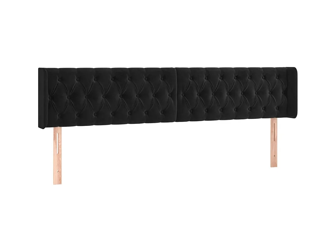 Tête de lit avec oreilles Noir 203x16x78/88 cm Velours POI78932 BonneVie Meuble