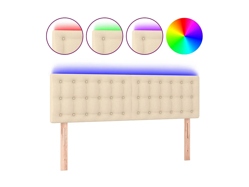 Tête de lit à LED Crème 144x5x78/88 cm Tissu POI39097 BonneVie Meuble