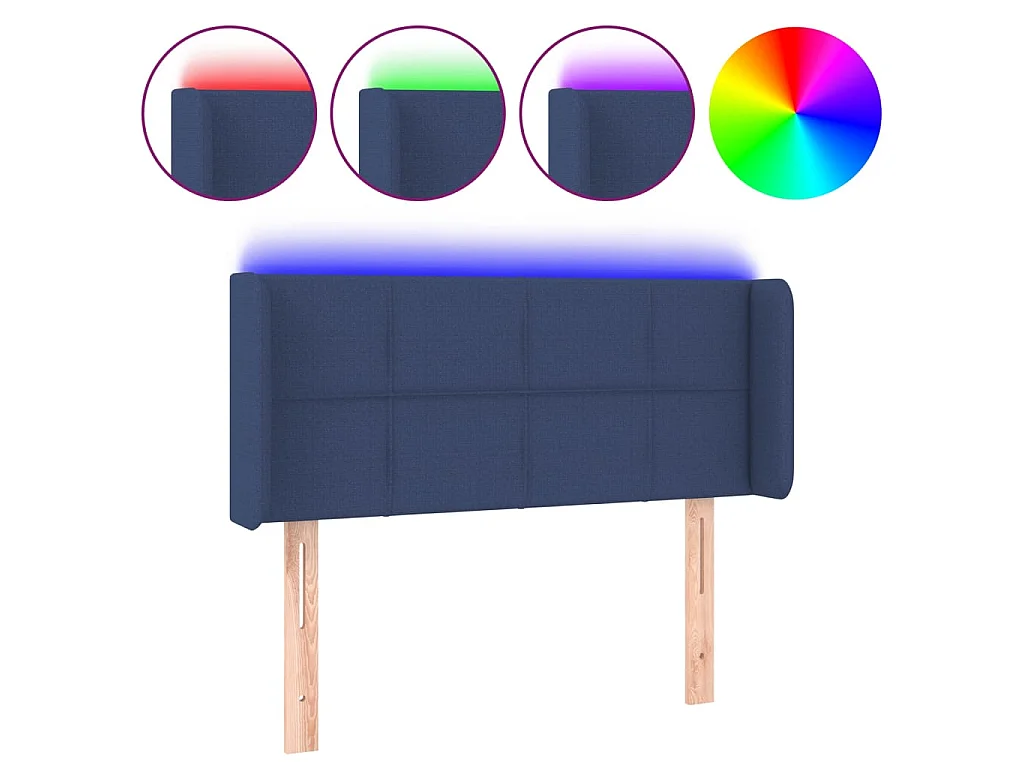 Cabeceira de cama c/ luzes LED tecido 103x16x78/88 cm azul PT356796